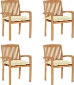 Fotele i krzesła ogrodowe - vidaXL Sztaplowane krzesła ogrodowe z poduszkami 4 szt. tekowe 3073257 - miniaturka - grafika 1
