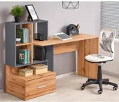 Biurka - Nowoczesne Biurko Z Nadstawką Dąb Wotan + Antracyt R7-P55 - miniaturka - grafika 1