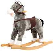 Zabawki na biegunach - Bino koń na biegunach pluszowy szary # z wartością produktów powyżej 89zł! - miniaturka - grafika 1