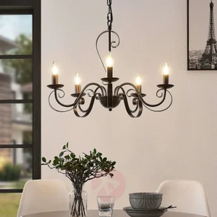 Lindby Shervan żyrandol, 5-punktowy, brązowy - Lampy sufitowe - miniaturka - grafika 2