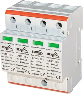 Bemko Sp. z o.o. OCHRONNIK PRZEPIĘĆ 4P 20-40kA KLASA T2 (C) A50-CCS01-4P-C - Bezpieczniki elektryczne - miniaturka - grafika 2