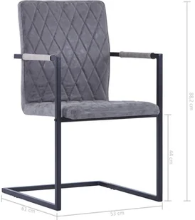 vidaXL Krzesła do jadalni, 2 szt., wspornikowe, ciemnoszare, ekoskóra - Krzesła - miniaturka - grafika 7