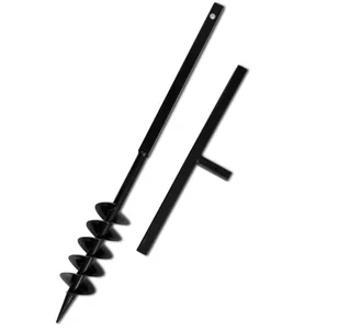 vidaXL vidaXL Wiertło do gruntu z uchwytem podwójna spirala stalowe czarne 100 mm - Świdry do ziemi - miniaturka - grafika 2
