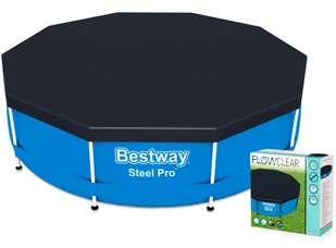 Bestway 58036 flowclear PVC plandeka do przykrywania- 305 cm Steel Pro Max puli  305 cm , szary - Akcesoria do basenów - miniaturka - grafika 3