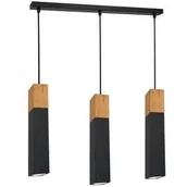 Lampy sufitowe - Luminex Tulum 1960 lampa wisząca zwis 3x60W GU10 czarna/drewniana - miniaturka - grafika 1