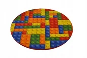 Dywany dla dzieci - DYWAN KOŁO KLOCKI KOLOROWE 100x100cm EFEKT 3D 4273-656BB - miniaturka - grafika 1