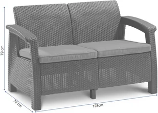 Allibert Sofa Corfu Love Seat antracit - Sofy ogrodowe - miniaturka - grafika 3