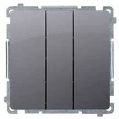 Klawisze i ramki - Simon Przycisk potrójny moduł) 10AX 250V szybkozłącza srebrny Simon Basic BMP31.01/43 srebrny mat - miniaturka - grafika 1