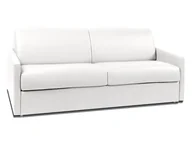 Sofy i kanapy - Vente-Unique 4-osobowa kanapa z ekspresowym mechanizmem rozkładania z materiału skóropodobnego CALIFE - Kolor: biały - Wymiary miejsca do spania: 160 cm - Materac 14 cm - miniaturka - grafika 1