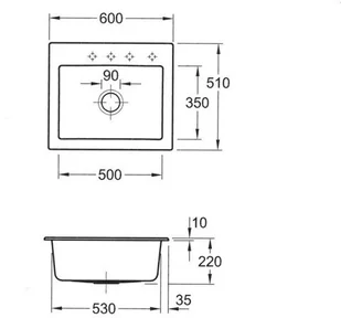 Villeroy & Boch Subway 60 S Classicline 3309 01 I4 - Zlewozmywaki - miniaturka - grafika 4