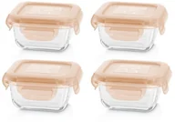 Lunch boxy - Miniland Pojemniki szklane kwadratowe 4x160ml Króliczek - miniaturka - grafika 1