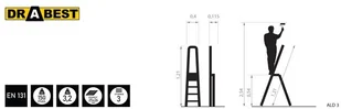 Drabina aluminiowa, 3 st. wytrzymałość: 125-150 kg (wytrzymałość 125 kg) - Drabiny Drabina aluminiowa, 3 st. wytrzymałość: 125-150 kg (wytrzymałość 125 kg) - Drabiny - miniaturka - grafika 2