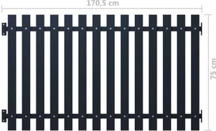 VidaXL Panel ogrodzeniowy, antracyt, 170,5x75 cm, stal malowana 146475 VidaXL - Ogrodzenia - miniaturka - grafika 4