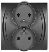 Gniazdka elektryczne - Karlik Gniazdo podwójne z uziemieniem LOGO Grafitowy 11LGP-2z - miniaturka - grafika 1