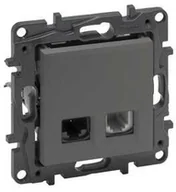 Gniazdka elektryczne - Legrand Gniazdo teleinformatyczne Niloe Step 863456 RJ11+RJ45 kat 6 UTP podwójne stalowe - miniaturka - grafika 1