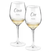 Kieliszki - Murrano Kieliszki szklane do wina zestaw x2 grawer ona on dla pary 2xSKIV-001 - miniaturka - grafika 1