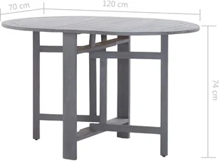 vidaXL Stół ogrodowy, szary, 120x70x74 cm, lite drewno akacjowe - Stoły ogrodowe - miniaturka - grafika 9