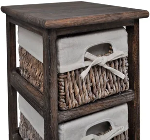 vidaXL Szafka drewniana, brąz, pojedyncza, z wiklinowymi koszami (x3) - Komody - miniaturka - grafika 3