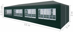 vidaXL Namiot imprezowy, 3 x 12 m, zielony - Altany ogrodowe - miniaturka - grafika 8