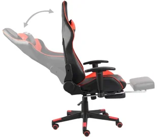 vidaXL Obrotowy fotel gamingowy z podnóżkiem, czerwony, PVC 20497 - Fotele gamingowe - miniaturka - grafika 6