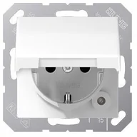 Gniazdka elektryczne - Jung JUNG gniazdo wtykowe z zestykiem ochronnym 16 A 250 V pęknięcia w bezpieczny sposób, z zabezpieczeniem przed dotykiem i pokrywa z klapką seria AS 500 biel alpejska, 1 sztuki, AS 1520 BFKIKL WW AS 1520 BFKIKL WW - miniaturka - grafika 1