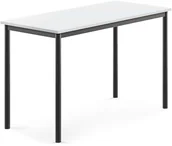 Meble do szkół i przedszkoli - AJ Produkty Stół BORS, 1200x600x760 mm, laminat biały, antracyt - miniaturka - grafika 1