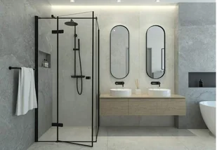 Deante NAC N1QK CASCADA NERO DESZCZOWNIA ARNIKA Z BAT MIESZACZOWĄ - Zestawy prysznicowe - miniaturka - grafika 11