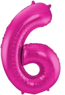 Balony i akcesoria - Folat Balon foliowy, cyfra 6, różowy, 86 cm - miniaturka - grafika 1