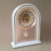 Zegary - Atrix Zegar kominkowy z wahadełkiem /biały 8471W - miniaturka - grafika 1