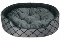 Legowiska dla psów - VIK SZYSZKA LEGOWISKO Z PODUSZKĄ rozmiar M 57x48 Srebrne w czarne kości - miniaturka - grafika 1