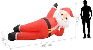 vidaXL Nadmuchiwany Święty Mikołaj z LED, IP44, czerwony, 360 cm, XXL - Oświetlenie świąteczne - miniaturka - grafika 4