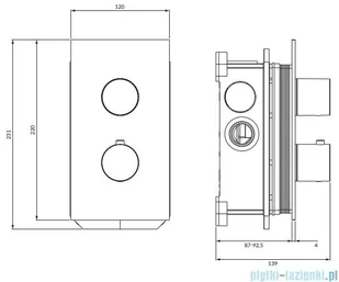 Omnires Contour bateria termostatyczna podtynkowa chrom CT8036CR | - Baterie podtynkowe - miniaturka - grafika 2