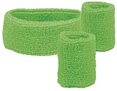 Stroje karnawałowe - Boland Jednobarwna opaska przeciwpotowa-Set "SWEAT" 3-częściowy, jeden rozmiar, zielony - miniaturka - grafika 1