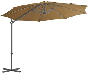 vidaXL Parasol wiszący ze stalowym słupkiem, 300 cm, kolor taupe - Parasole ogrodowe - miniaturka - grafika 4