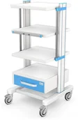 Meble i wyposażenie gabinetów medycznych - Ztm Tech-med AR120-3/A stolik-wózek z 4 blatami pod aparaty medyczne i szufladą AR120-3 (AP2-04-B2PS(1)-50-120-W-0000) - miniaturka - grafika 1