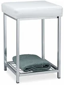 Taborety i hokery - Relaxdays tapicerowany taboret, mały taboret do siedzenia bez oparcia, taboret tapicerowany z półką, taboret łazienkowy, wys. x szer. 47 x 33 x 33 cm, biały - miniaturka - grafika 1