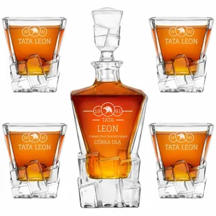 Murrano Karafka Ice Blink i 4 szklanki z grawerem dla konesera whisky KARIB_4xSZIB-036 - Karafki - miniaturka - grafika 18