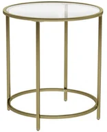 Ławy i stoliki kawowe - Okrągły Złoty Stolik Kawowy Ze Szklanym Blatem P9-L86 - miniaturka - grafika 1