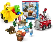 Klocki - Spin Master Psi Patrol Marshall i Rubble z klockami + klocki Zatoka przygód 778988122808 - miniaturka - grafika 1