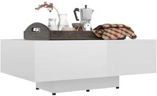 VidaXL Lumarko Stolik kawowy, wysoki połysk, biały, 85x55x31, płyta wiórowa 803386 VidaXL - Ławy i stoliki kawowe - miniaturka - grafika 3