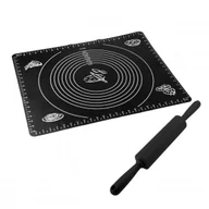 Pozostałe akcesoria kuchenne - Tadar SILCO ZESTAW STOLNICA MATA 40 X 50 CM + WAŁEK DO CIASTA SILIKON CZARNA 5903313420037 - miniaturka - grafika 1