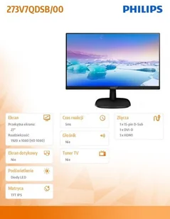 Philips 273V7QDSB 27" Czarny (273V7QDSB/00) - Monitory - miniaturka - grafika 6