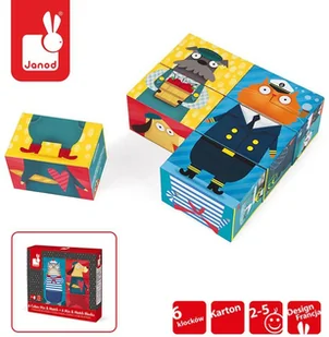 Janod Duże klocki Psy i koty 6 elementów Kubkid, - Klocki - miniaturka - grafika 5