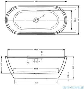 Riho Inspire Velvet wanna wolnostojąca 160x75cm MATOWA BD10105 - Wanny - miniaturka - grafika 2