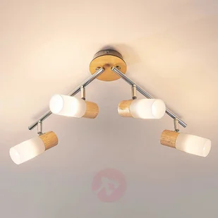 Lampenwelt COM 4-punktowa lampa sufitowa LED Krzysztof, drewno - Lampy sufitowe - miniaturka - grafika 4