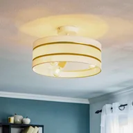 Lampy sufitowe - Euluna Lampa sufitowa Helen, tekstylny klosz biało-złota - miniaturka - grafika 1