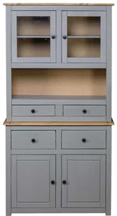 vidaXL Kredens, szary, 93x40,5x180 cm, lita sosna, seria Panama vidaXL - Kredensy - miniaturka - grafika 4