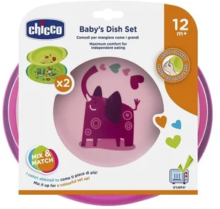 Chicco Zestaw 2 talerzy 12m+ różowy - Zestawy naczyń dla dzieci - miniaturka - grafika 2