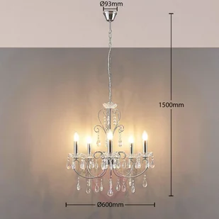 Lampenwelt com Chromowany żyrandol Solveig z kryształkami - Lampy sufitowe - miniaturka - grafika 3