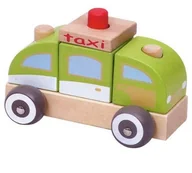 Samochody i pojazdy dla dzieci - IBOX IBOX Drewniany samochodzik taksówka W05C010 - miniaturka - grafika 1